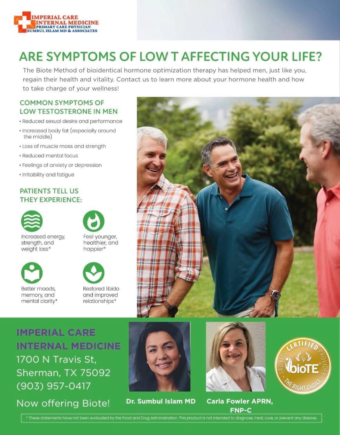 Hormone optimization therapy flyer